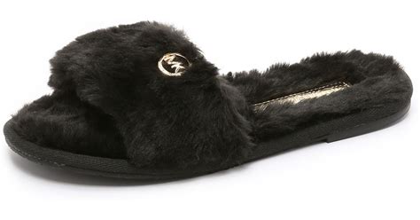 michael kors sandals slides|michael kors black fuzzy slipper.